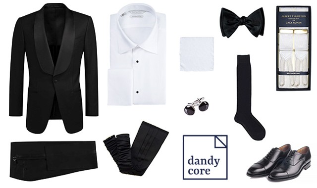 Jak się ubrać na własny ślub ubiór pana młodego styl glamour smoking męski czarny dandycore suitsupply