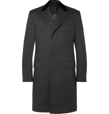 covert coat szary męskie kurtki i płaszcze