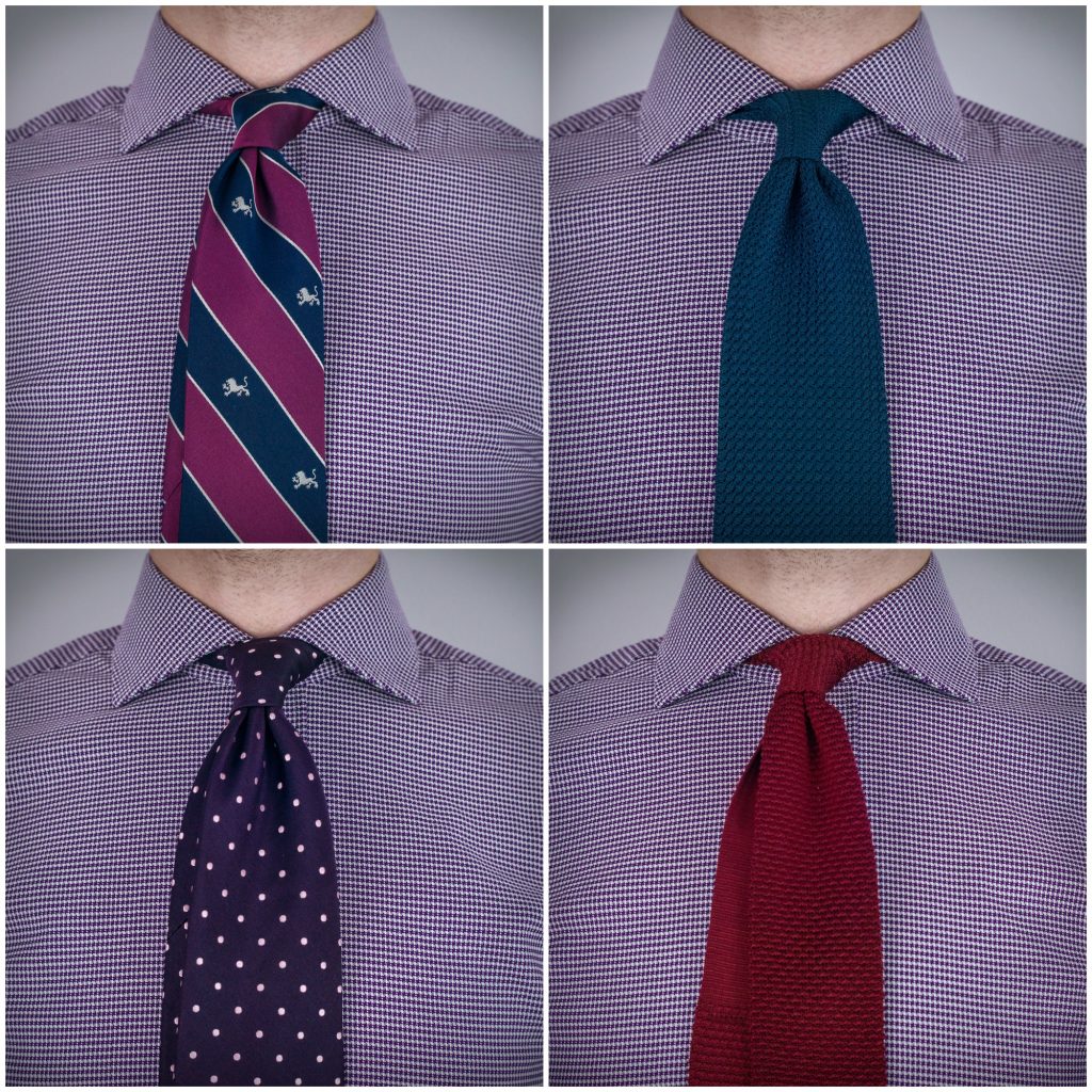 jak dobrać krawat do koszuli dandycore koszula fioletowa w pepitkę